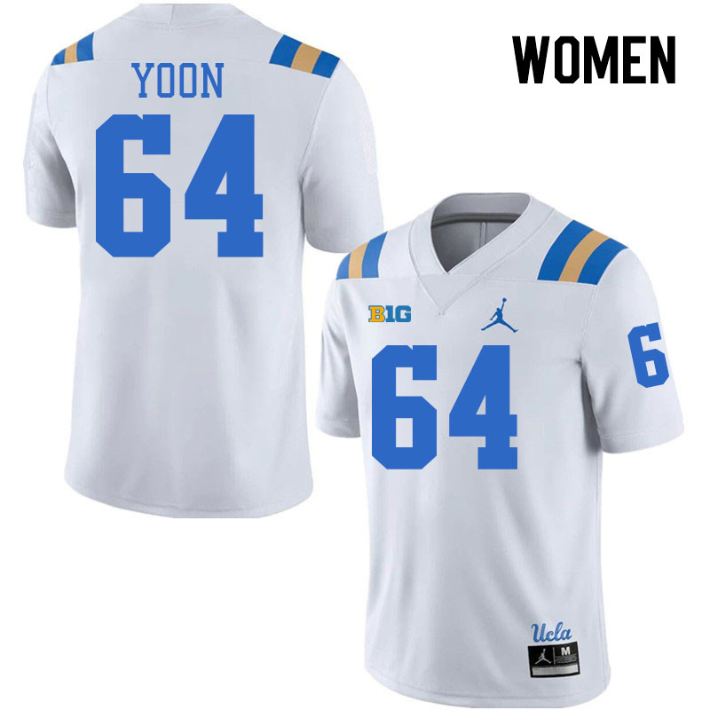 Women #64 Sam Yoon Big 10 Conference College Football Jerseys Stitched-White